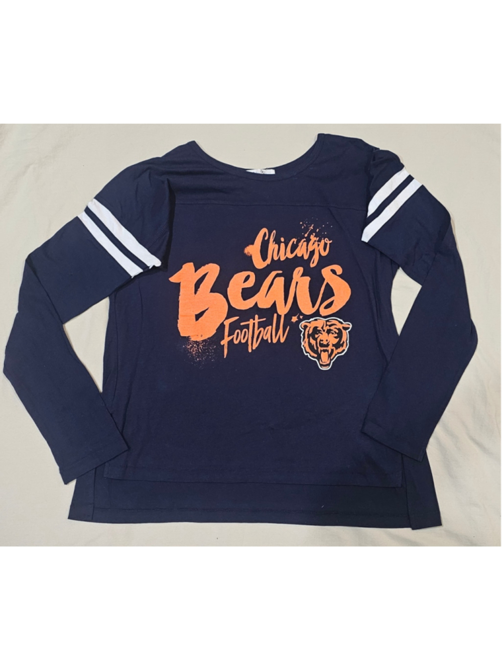 Women's Touch Chicago Bears Long Sleeve Tee Navy Orange Size S